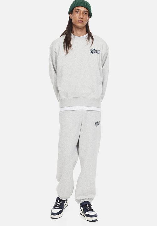 H&M - Oversized fit printed sweatshirt - light grey marl / varsity 