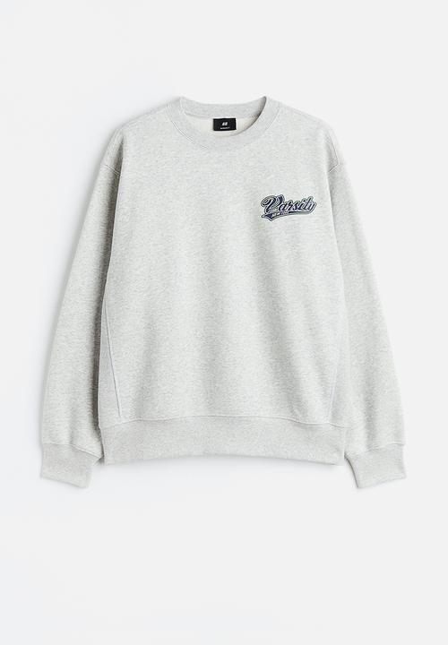 H&M - Oversized fit printed sweatshirt - light grey marl / varsity 