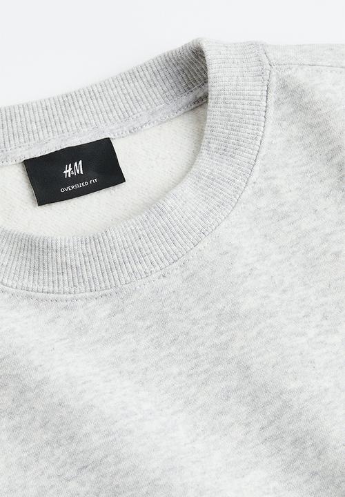 H&M - Oversized fit printed sweatshirt - light grey marl / varsity 