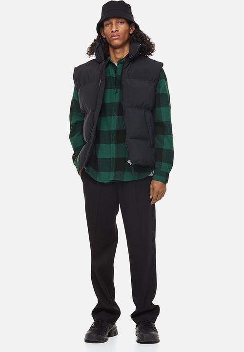 H&M - Relaxed fit flannel shirt - dark green / black 