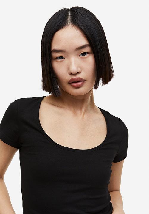H&M - Cotton jersey top - black