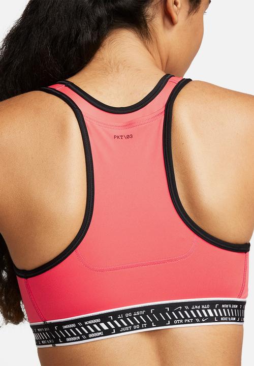 Nike - W nk swsh on the run bra - ember glow/black/white/white