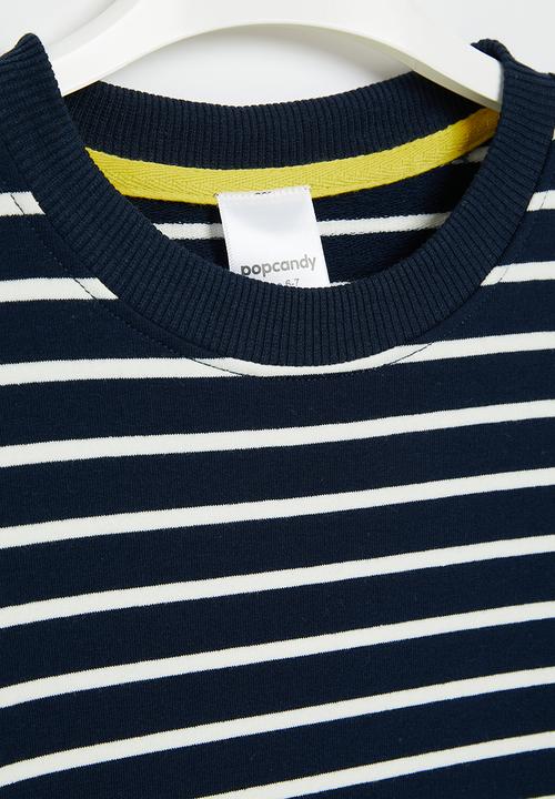 Pop Candy - Stripe sweatshirt - navy & white