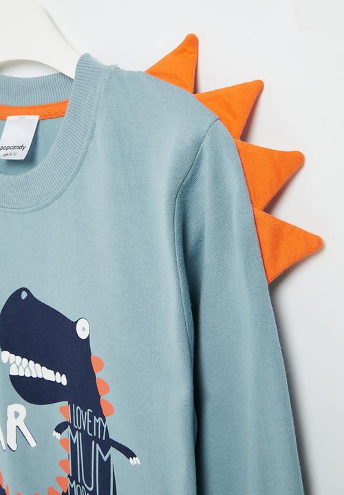 Pop Candy - Dino sweatshirt - blue & orange