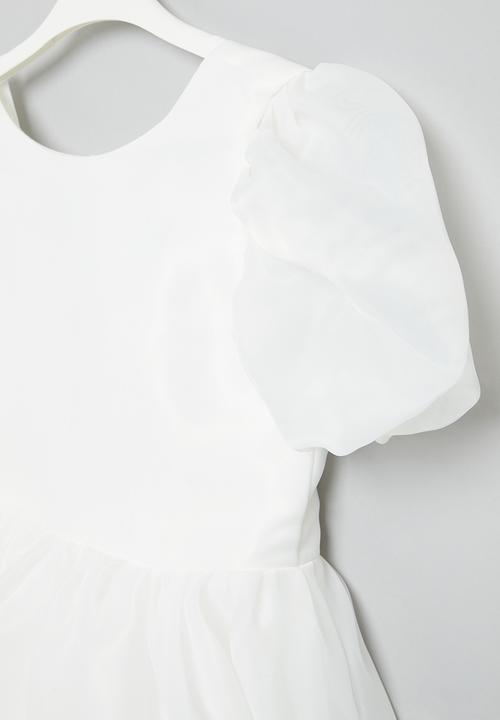 Pop Candy - Puff sleeve occasion dress - white