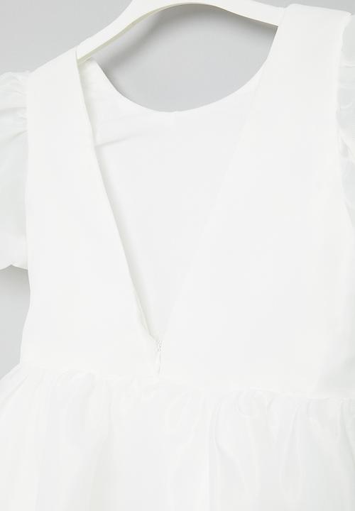 Pop Candy - Puff sleeve occasion dress - white