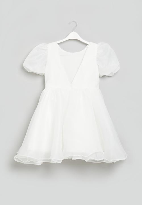Pop Candy - Puff sleeve occasion dress - white