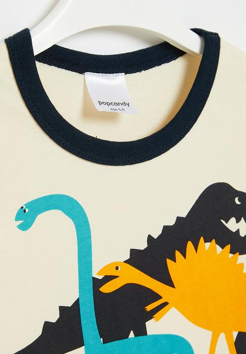 Pop Candy - Short sleeve  dino T-shirt - ecru