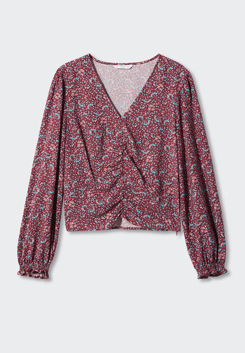 MANGO - Blouse lion - bordeaux