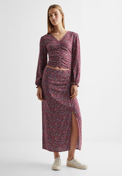 MANGO - Blouse lion - bordeaux
