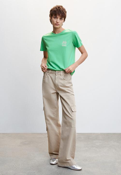 MANGO - T-shirt psgrue - green