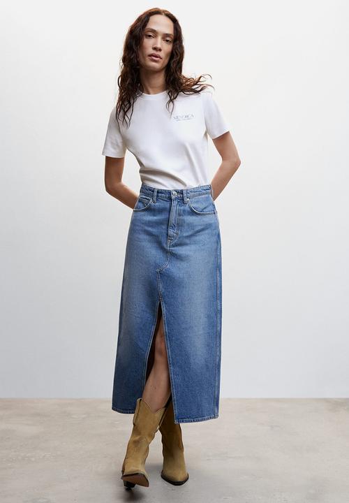 MANGO - T-shirt rin - mid blue