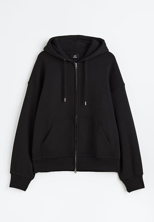 H&M - Oversized fit zip-through hoodie - black