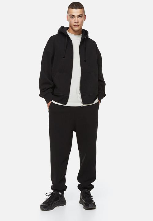 H&M - Oversized fit zip-through hoodie - black