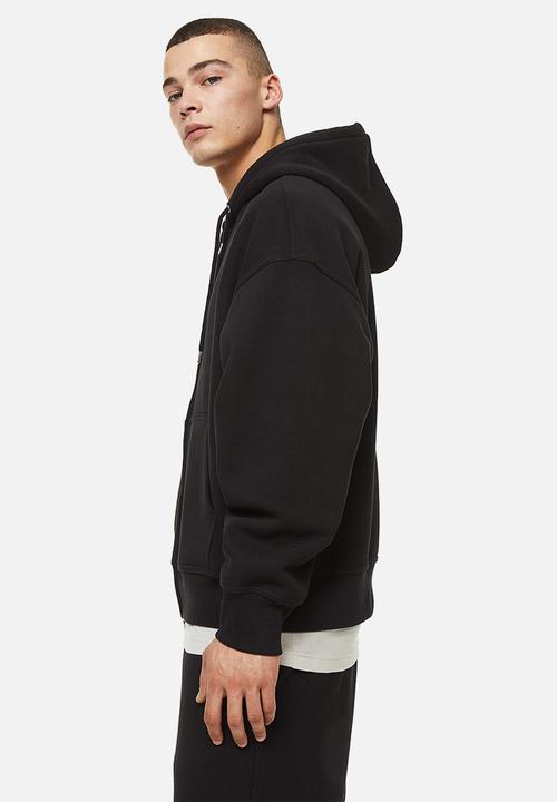 H&M - Oversized fit zip-through hoodie - black