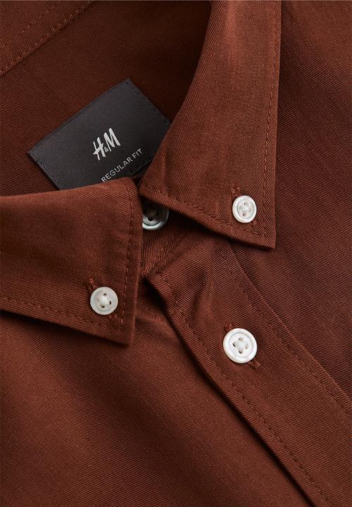 H&M - Regular fit lyocell shirt - dark brown 