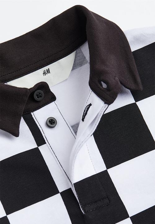 H&M - Cotton rugby shirt - black/checked
