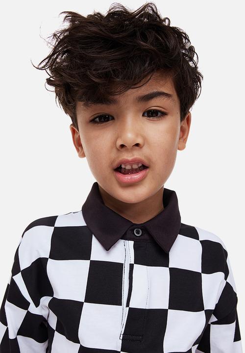 H&M - Cotton rugby shirt - black/checked