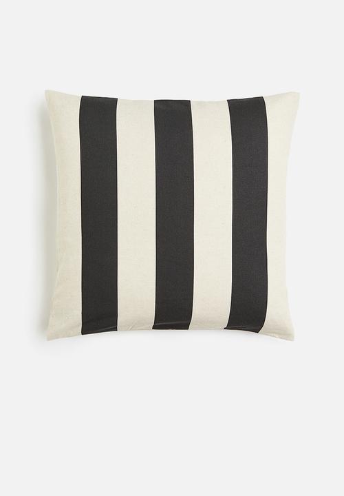 Striped linen-blend cushion cover - dark grey/white 