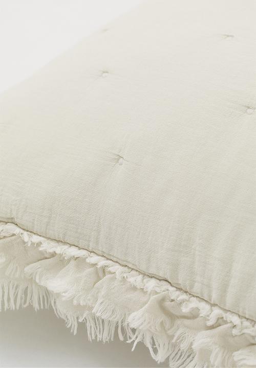 H&M - Frill-trimmed cushion cover - light beige