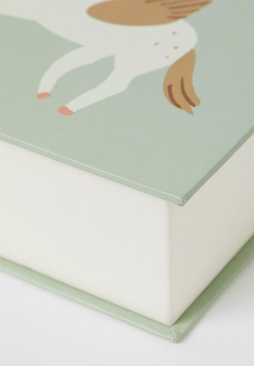 H&M - Book-shaped storage box - light green/unicorn 