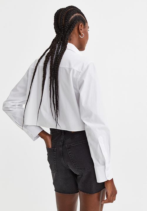 H&M - High waist denim shorts - dark grey 
