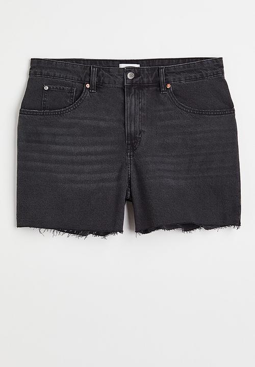 H&M - High waist denim shorts - dark grey 