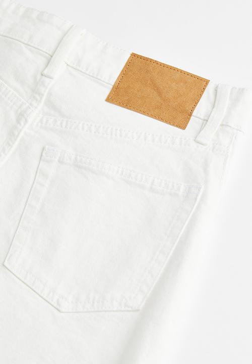 H&M - High waist denim shorts - white