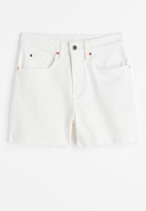 H&M - High waist denim shorts - white