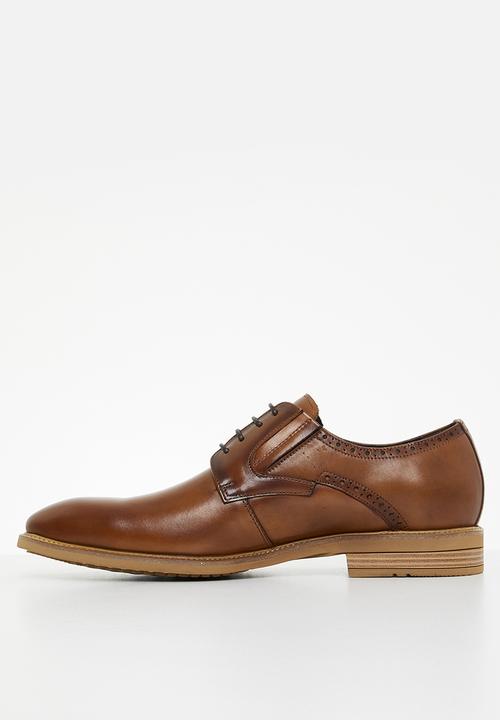 POLO - Half brogue gibson leather lace up - cognac