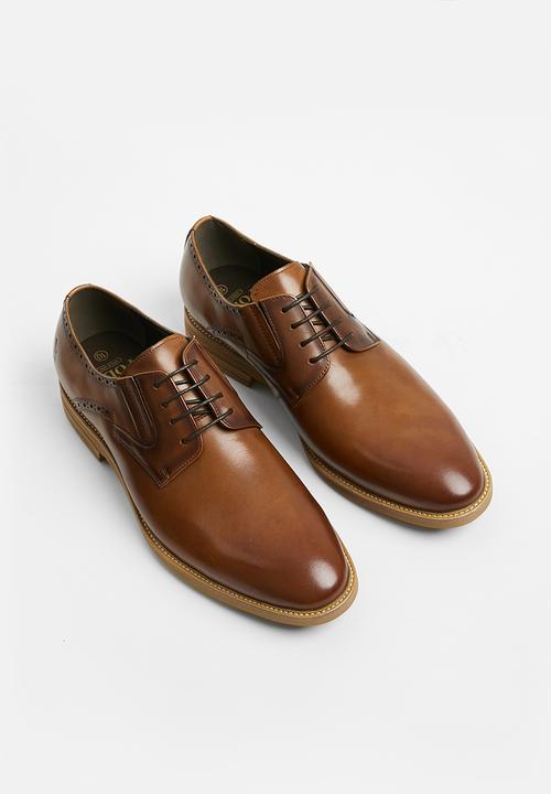 POLO - Half brogue gibson leather lace up - cognac