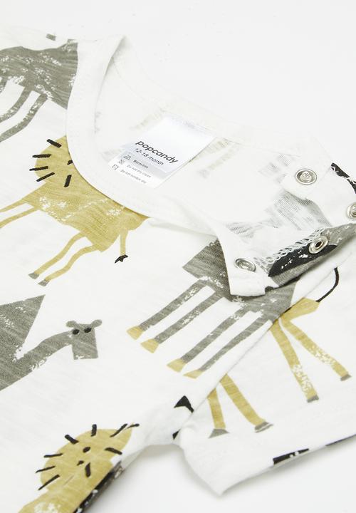 Pop Candy - Printed romper - white and yellow