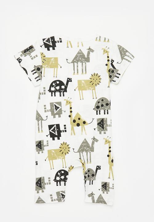 Pop Candy - Printed romper - white and yellow