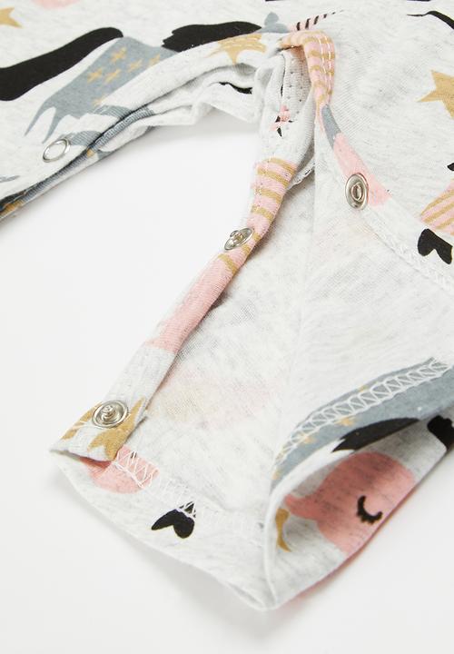 Pop Candy - Printed romper - grey and pink