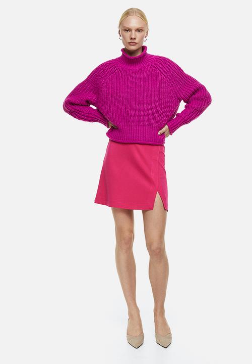 H&M - Short wrapover skirt - cerise 