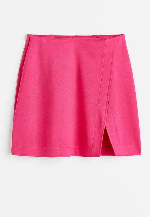 H&M - Short wrapover skirt - cerise 