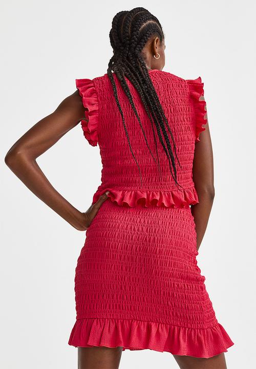 H&M - Smocked skirt - cerise 