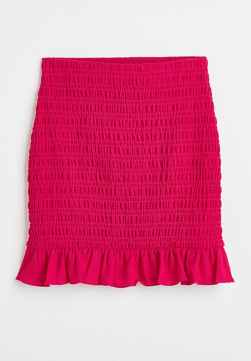 H&M - Smocked skirt - cerise 