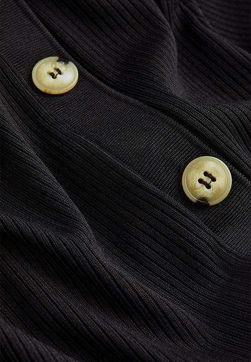 H&M - Button-detail ribbed skirt - black