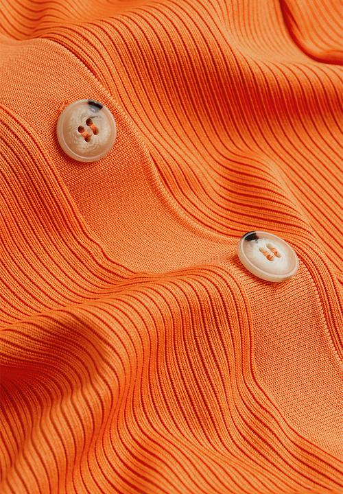 H&M - Button-detail ribbed skirt - orange