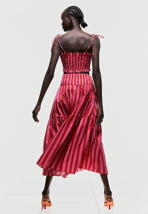 H&M - A-line skirt - cerise/striped