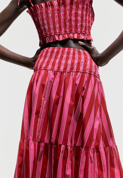 H&M - A-line skirt - cerise/striped