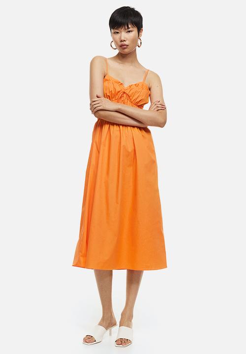 H&M - Smocked cotton dress - orange