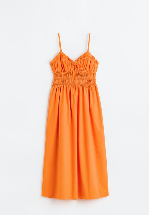 H&M - Smocked cotton dress - orange