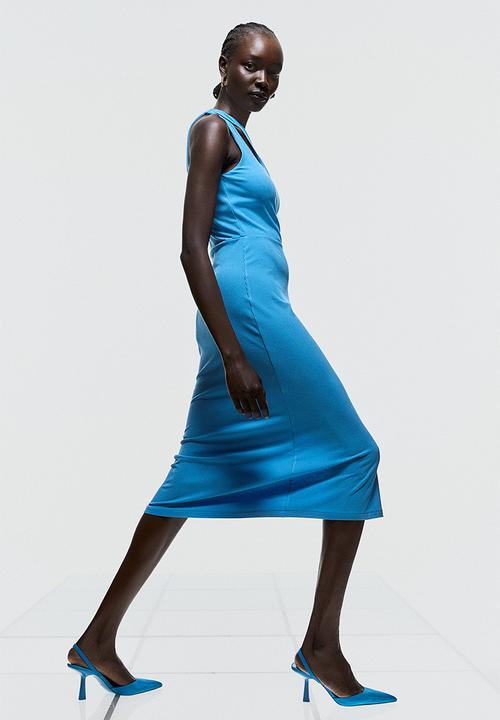 H&M - One-shoulder ribbed dress - bright blue
