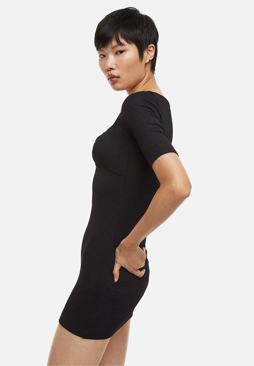 H&M - Crinkled jersey dress - black