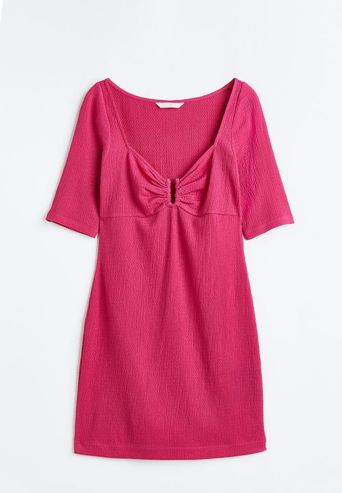 H&M - Crinkled jersey dress - cerise