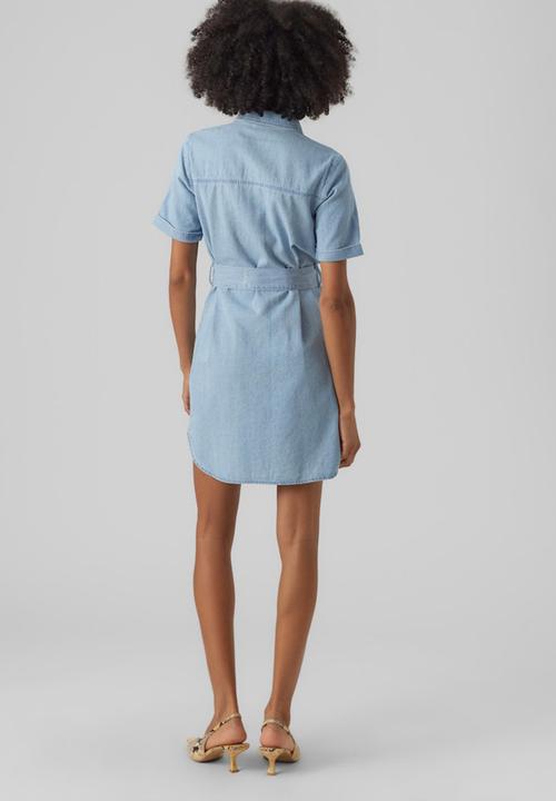 Vero Moda - Silvia short sleeve denim dress lcs - light blue denim