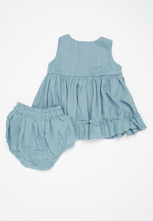 Pop Candy - Sleeve ruffle top and short set - blue