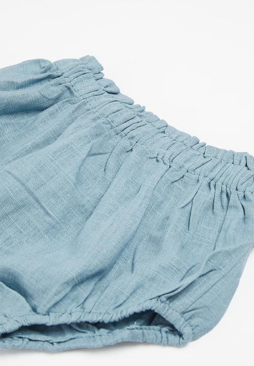 Pop Candy - Sleeve ruffle top and short set - blue